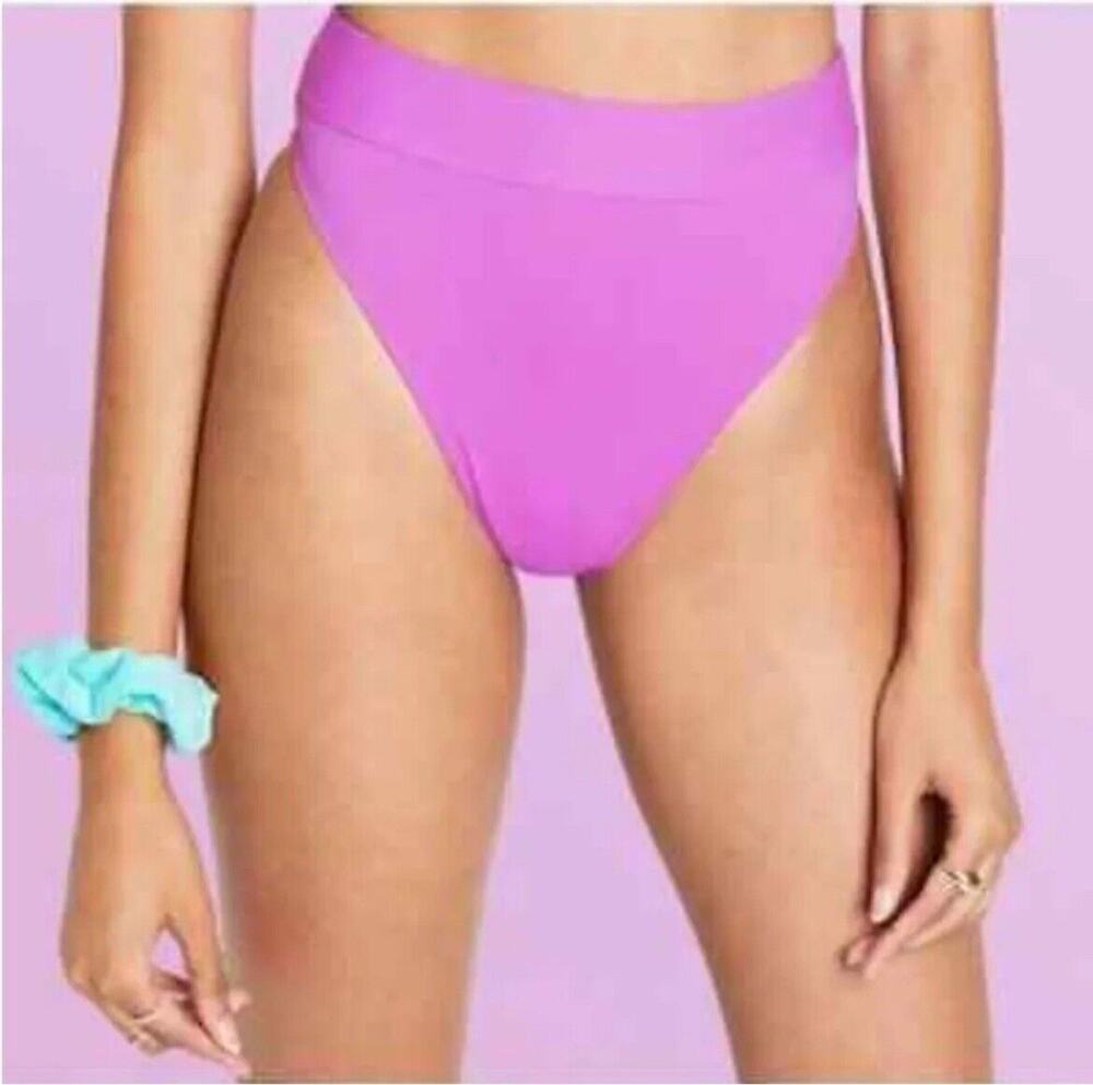 Stoney Clover Lane High-Waist Ribbed Bikini Bottom Purple Women’s 1X New